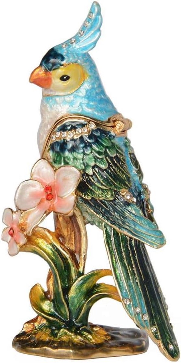 Ringhouder Vogel - Sieraden Organisator Display - Sieraden Opbergen - Handgeschilderd Decoratie - 9 cm Hoog - Zilverkleurig