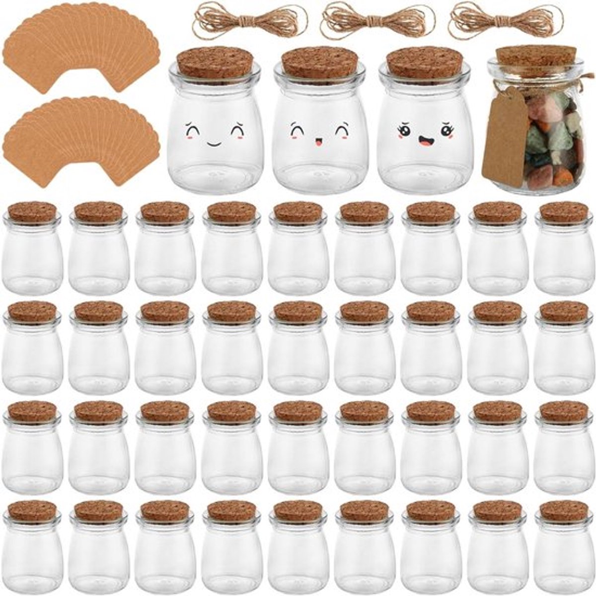 Set yoghurtglazen 100 ml, deksel inclusief - 40 stukken