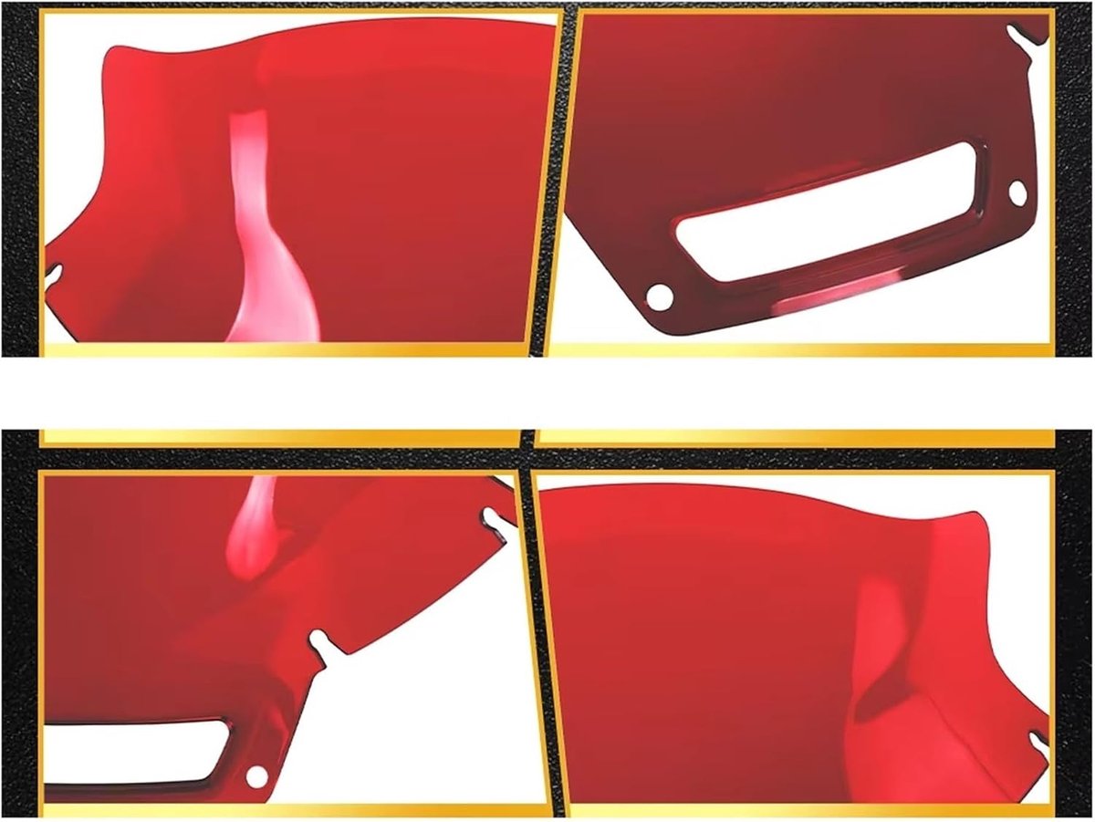 Motor Kuipruit - Windscherm Motorfiets - Windbescherming - Aerodynamisch Gebogen - 8 inch Hoogte - Rood