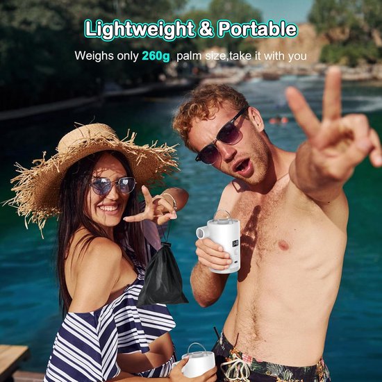 Mini Elektrische Luchtpomp - Draagbare Luchtbedpomp - Elektrische Vacuümpomp met LED - 4000mAh 280L/min - Geschikt voor Luchtbed, Zwemband & Vacuümzakken - Wit van MINI — afbeelding 4