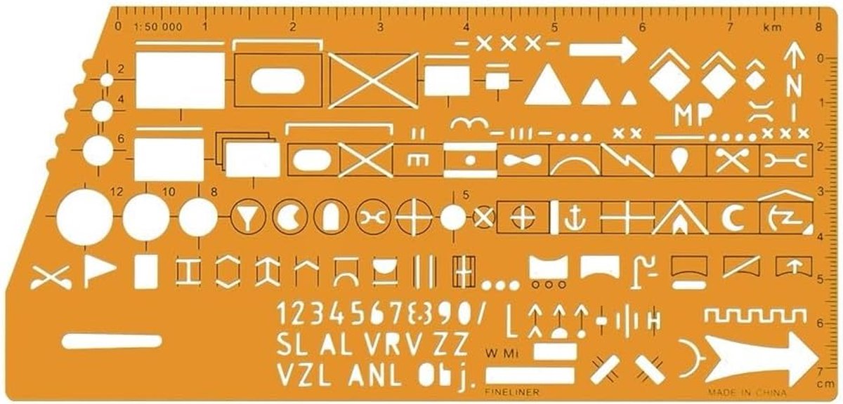 Grafische Tekensjabloon - Geometrie Liniaal - Technische Schetsen - Doorschijnend Plastic - 190 x 90 mm - Transparant