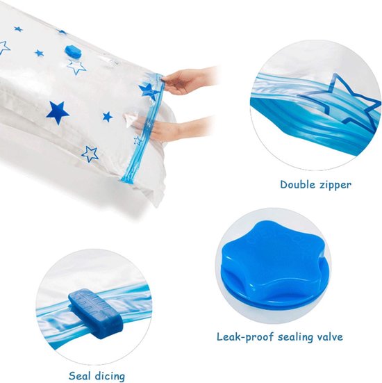 Vacuüm Compressie Opbergzakken - Vacuümzakken Ruimtebesparend - Kleding Opbergen - 100% Luchtdicht Waterdicht - 60x40cm - Transparant — afbeelding 4