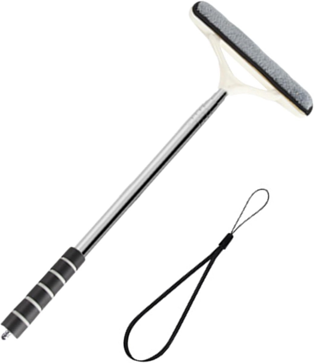 Ruitenreiniger Hulpstuk - Reinigingsstok Glas - Auto en Huis - Uitschuifbare Steel - 53-103 cm - Zwart