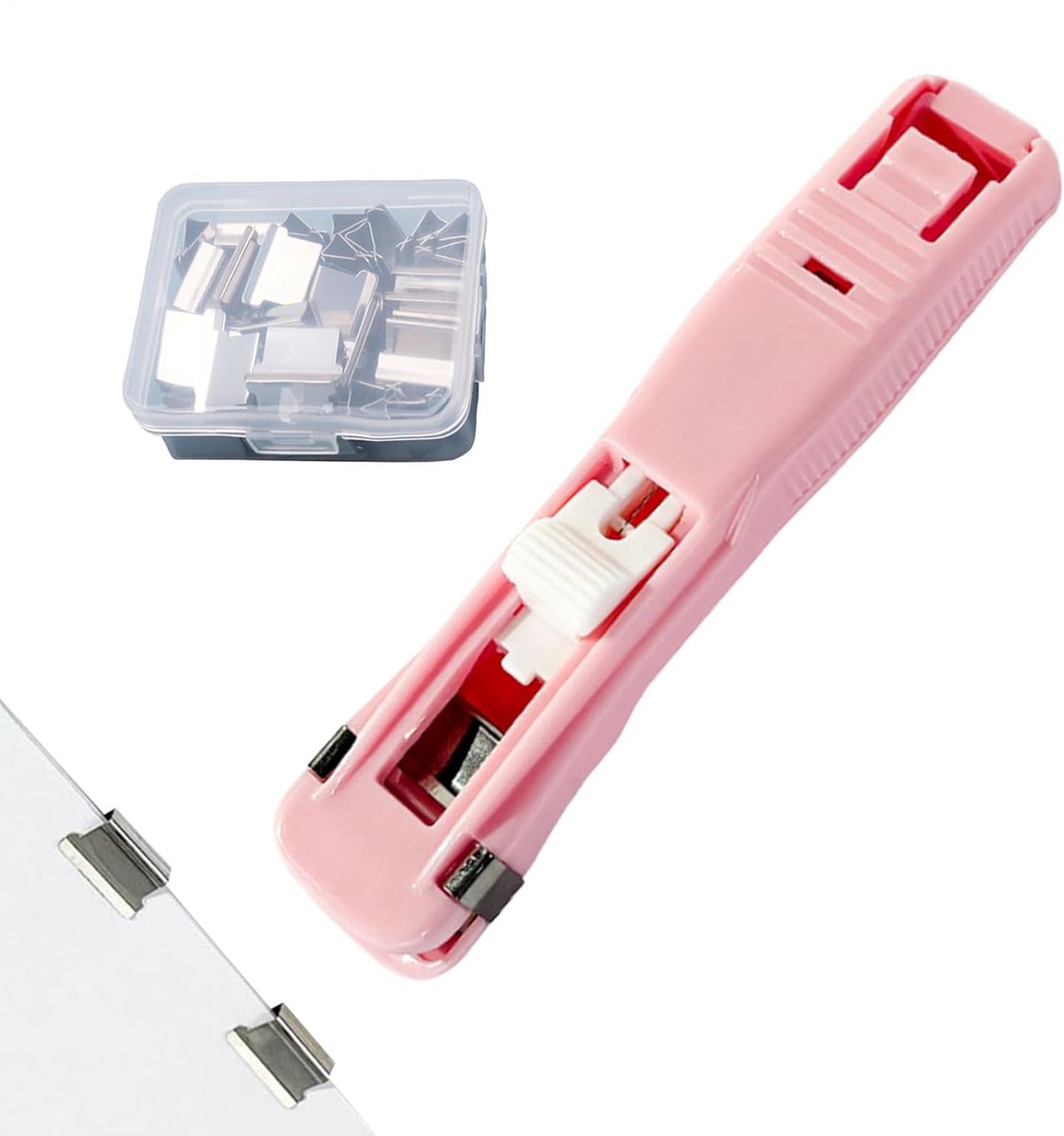 Nietmachine zonder nietjes - Papierbinder - Documenten organiseren - Nietloos binden - 45 vellen capaciteit - Roze