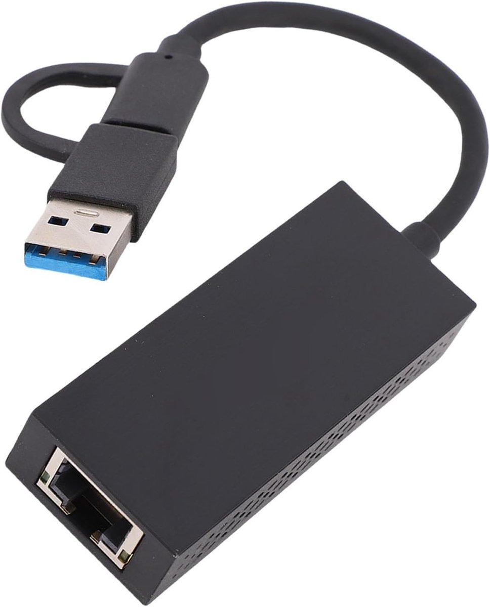 USB C Ethernet Adapter - RJ45 Netwerkkaart - Sneller Internet - 2.5Gbps Snelheid - 13 cm kabel - Zwart