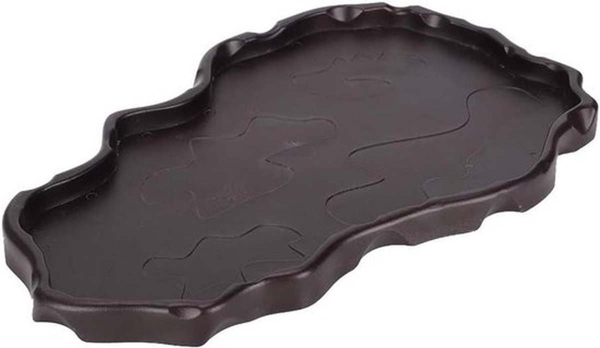 Cocoplus -Reptielen Verlichte Voer- en Waterschaal - Schildpadden - Hagedissen - Diepe Koffiebruine Repti Rock Voederbak - Geschikt voor Reptielen - Terrarium Accessoire - Natuurlijke Look