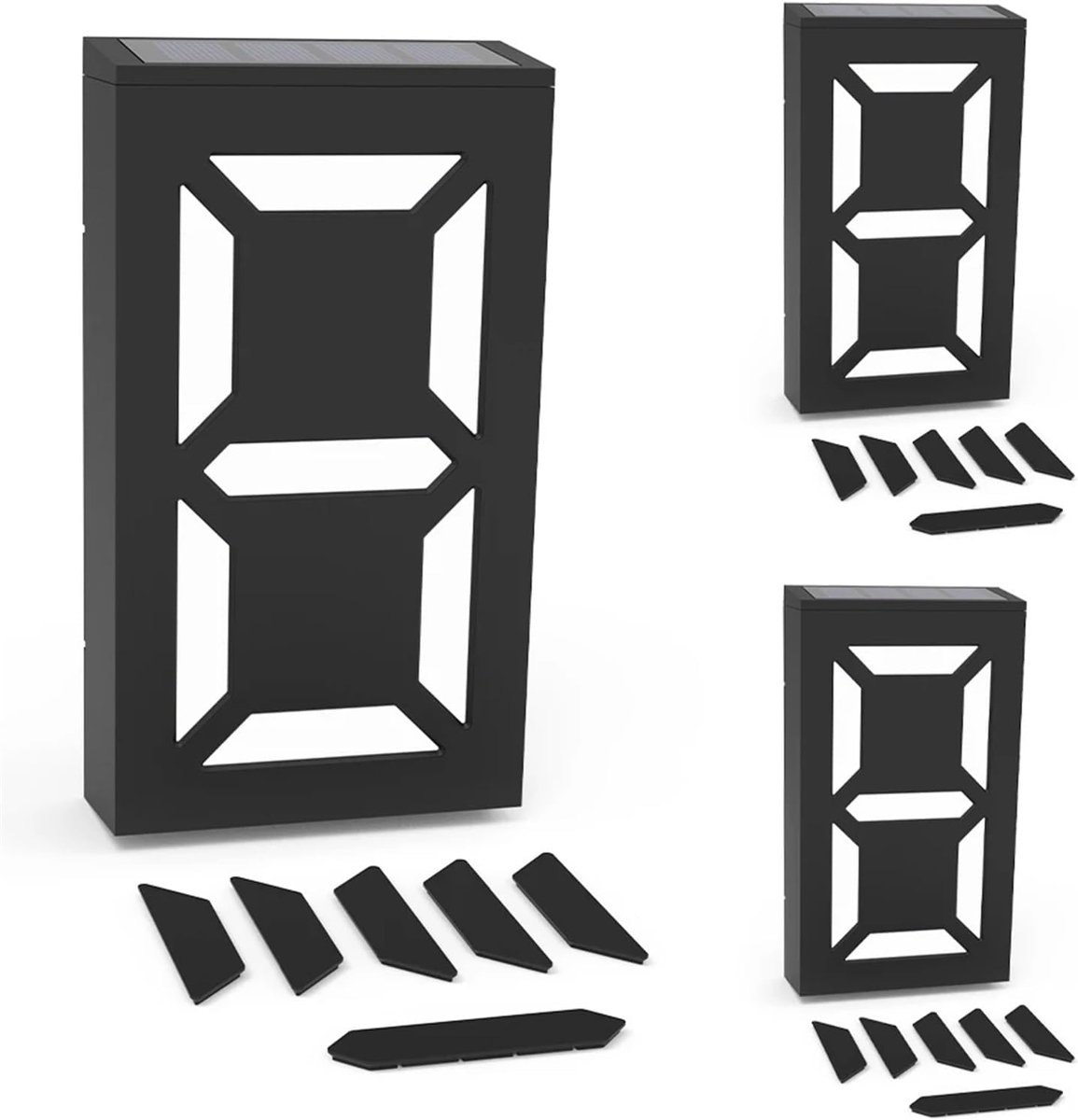 Huisnummer Solar - Deurbord Verlichting - Adres Zichtbaarheid - Aanpasbaar Design - 3 stuks - Warm Wit en Wit