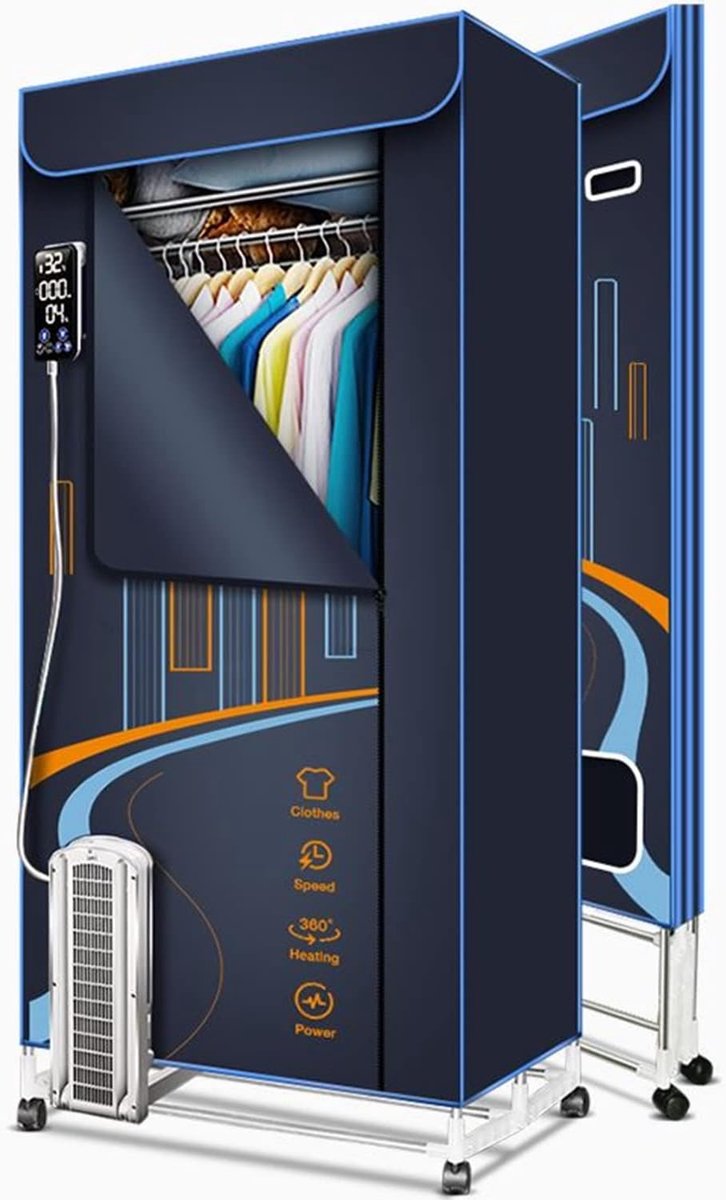 Elektrische Kledingdroger Wasdroger Garderobe Kleding Snel Drogen 3-Laags Sneldrogend 170x72x50cm Blauw