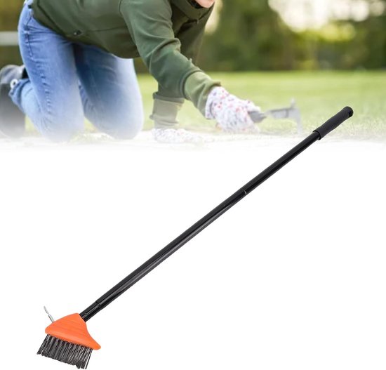 Draad Bezem Set - Onkruidborstel Tuin - Terras Reinigen - Dubbele Borstelkop - 134 cm - Grijs — afbeelding 5