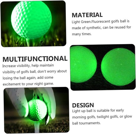 Fluorescerende Golfballen - Nachtgolfballen Oefenballen - Golfen in het Donker - Automatisch Lichtabsorberend - 6 Stuks - Groen — afbeelding 4