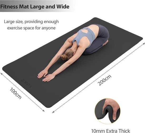 Yoga Mat XXL - TPE - 10mm Dikte - Antislip - Voor Thuis en Sportschool — afbeelding 4
