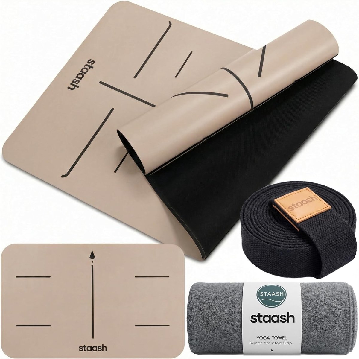 Yoga Set - PU en Natuurlijk Rubber - Antislip en Hygiënisch - Compleet met Handdoek en Band - Voor Veilige Yoga Praktijken