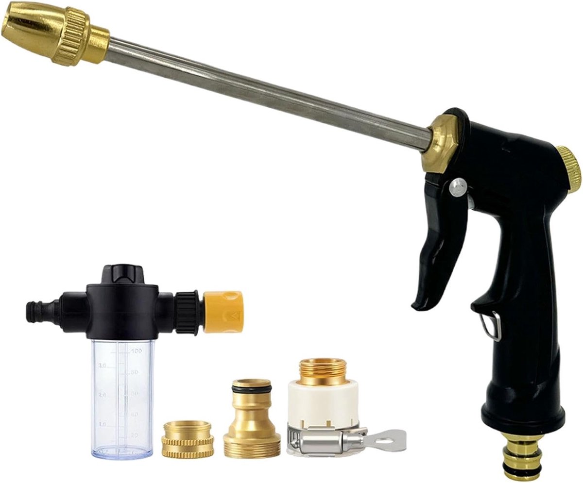 Hogedrukspray - Tuinslangmondstuk - Efficiënt Reinigen - Metalen Constructie - 24x14.5cm - Zilver