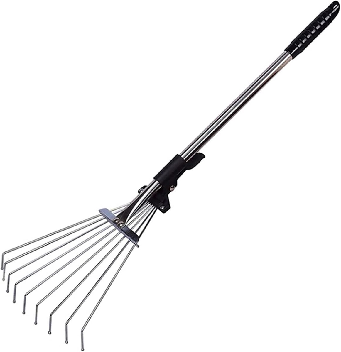 Verstelbare Tuinhark - Bladhark Gazonhark - Tuin Onderhoud - Uitschuifbaar Handvat - 30 cm Breed - Zwart Zilver