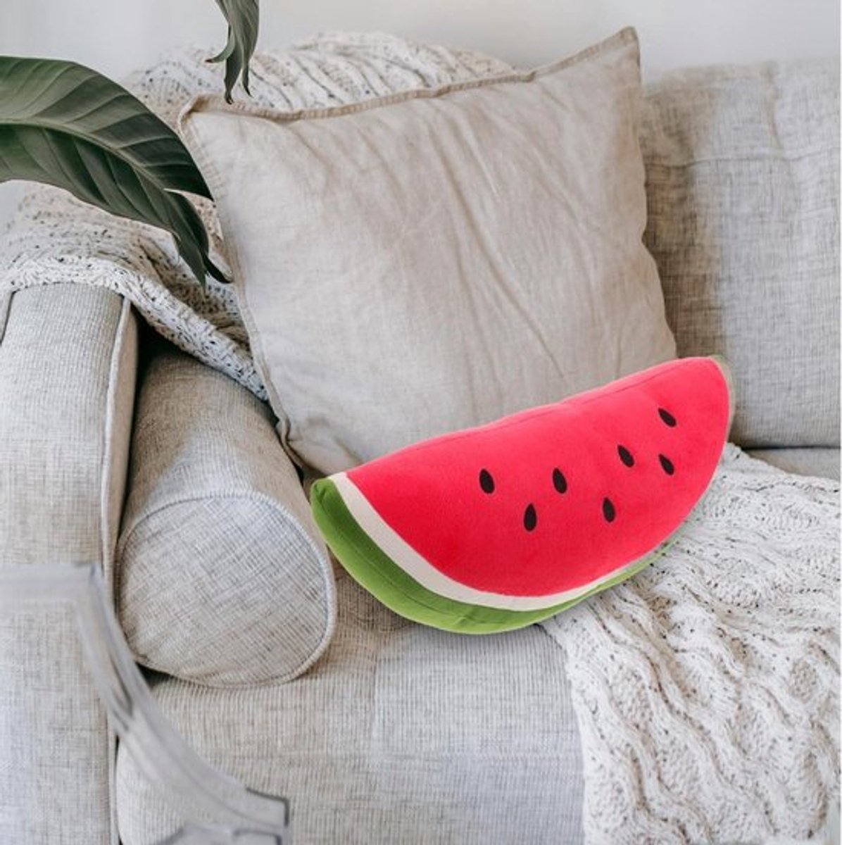 Zacht watermeloen pluche kussen voor extra comfort