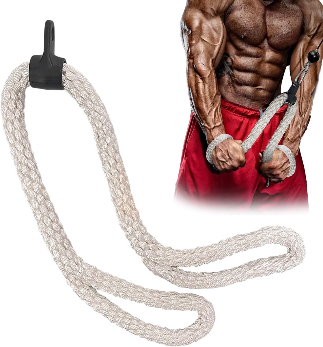Tricepstouw - Kabelbevestiging Fitness - Spierversterking Bovenlichaam - Vormvast Drukverdelingsontwerp - 100 cm - Zwart