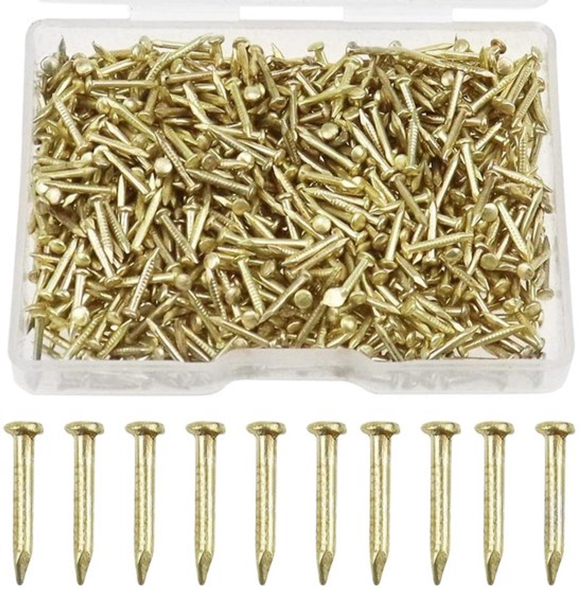 Dailygoods- Spijkers 1 x 10 mm - Gouden Mini-Spijkers - Stalen Spijkers