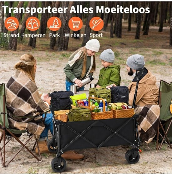JCP® Bolderkar - 130L Capaciteit - Bolderkar Opvouwbaar - Opvouwbare Bolderkar - Zwart - 76cm x 42cm x 32cm van Jcp — afbeelding 5