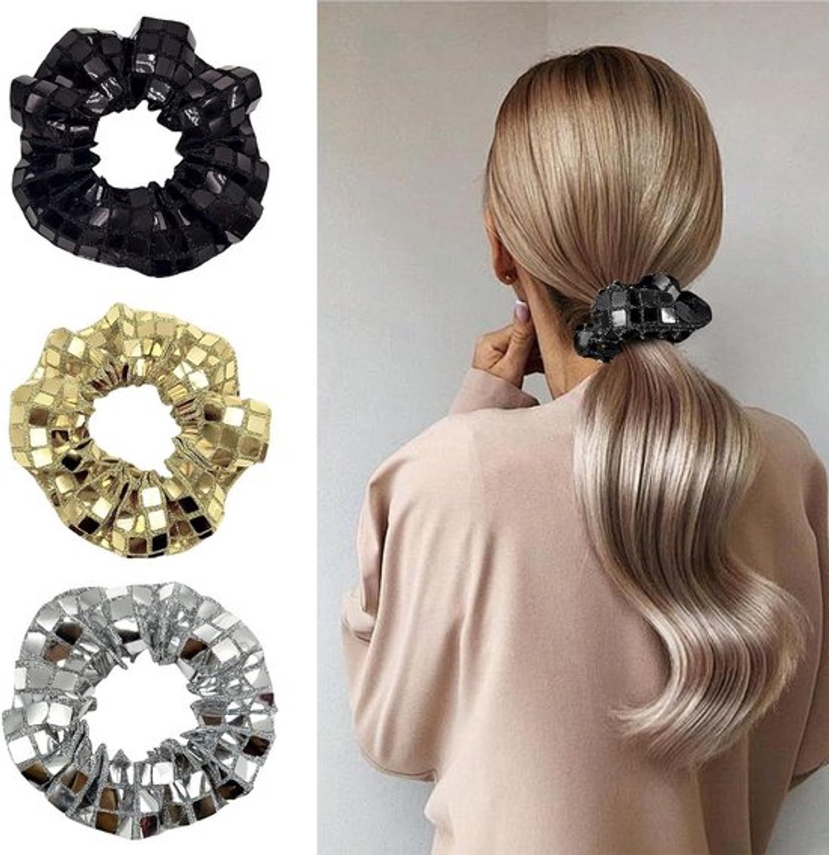 Set 3scrunchies pailletten Inovra Plus voor vrouwen