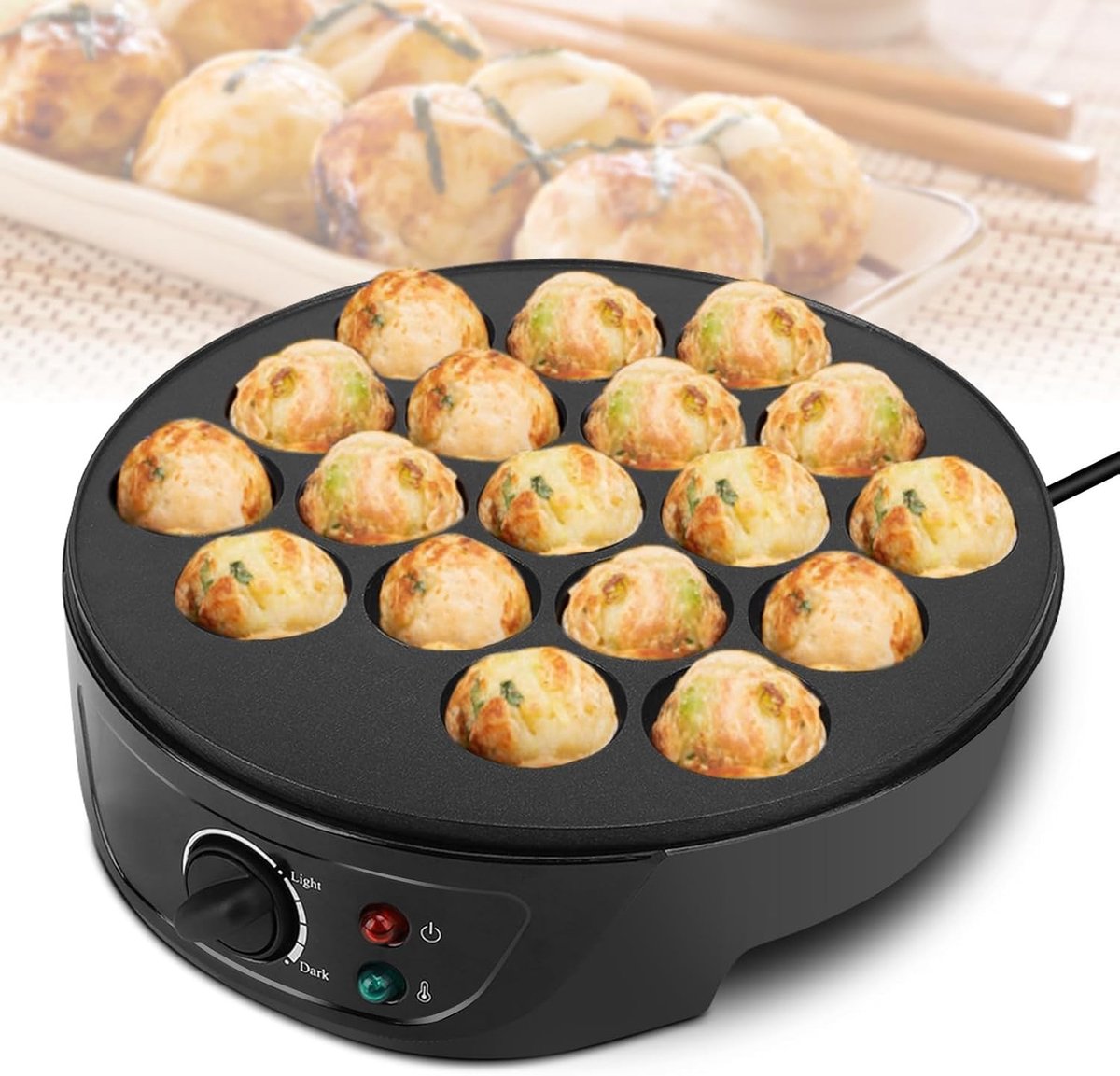Elektrische Takoyaki Pan - Gietijzer - 18 Gaten - Eenvoudig Te Reinigen - Voor Thuisgebruik