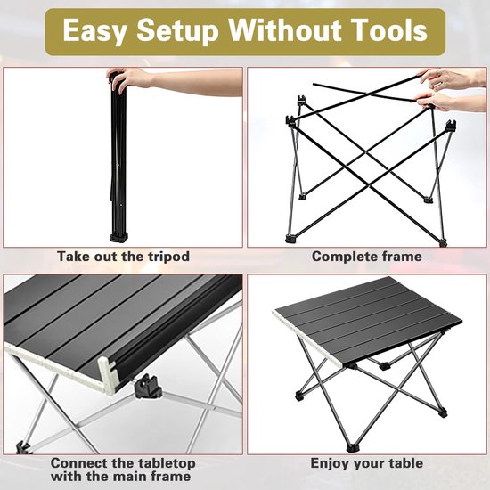 Opvouwbare Campingtafel - Lichtgewicht Aluminium Vouwtafel - Compact - Inclusief Draagtas - Draagvermogen 15 kg - Voor Camping, Picknick, Vissen, Wandelen & Outdoor — afbeelding 4