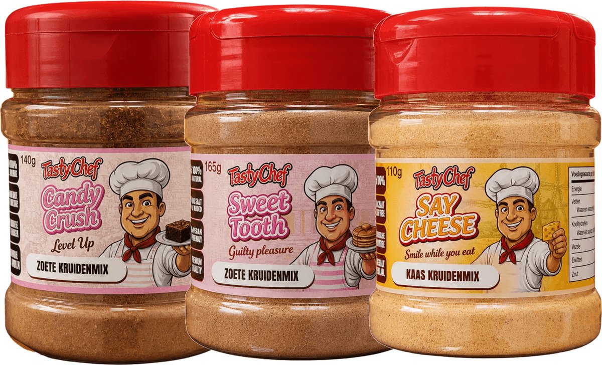 TastyChef The Cheat Day - Sweet & Cheesy Bundel - 3 kruidenmixen (Candy Crush, Sweet Tooth, Say Cheese)