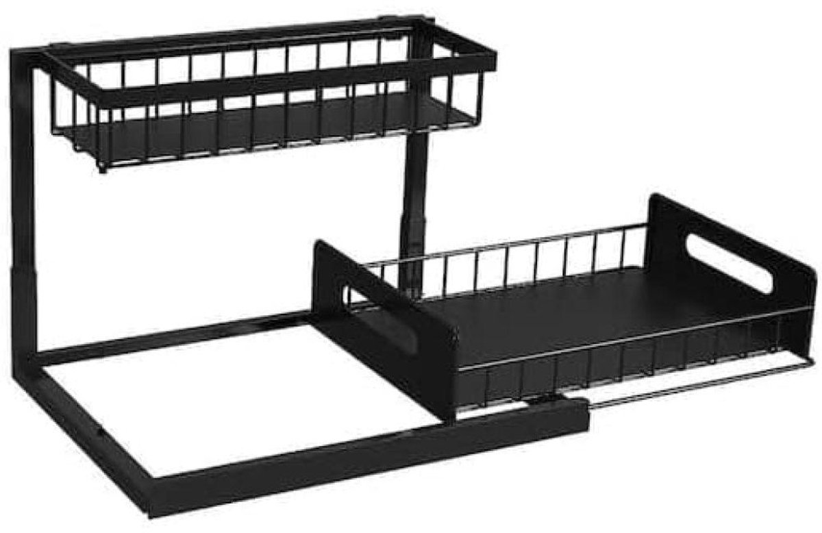 carmdering - Opbergrek - Gootsteenrek - Kastorganizer - 2 stuks, metaal, zwart, 28x27cm, eenvoudig te monteren, ruimtebesparend - Voor keuken & badkamer - Stijlvol & stevig