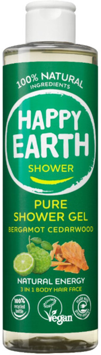 Happy Earth 100% Natuurlijke Douchegel Bergamot Cedarwood - 300 ml