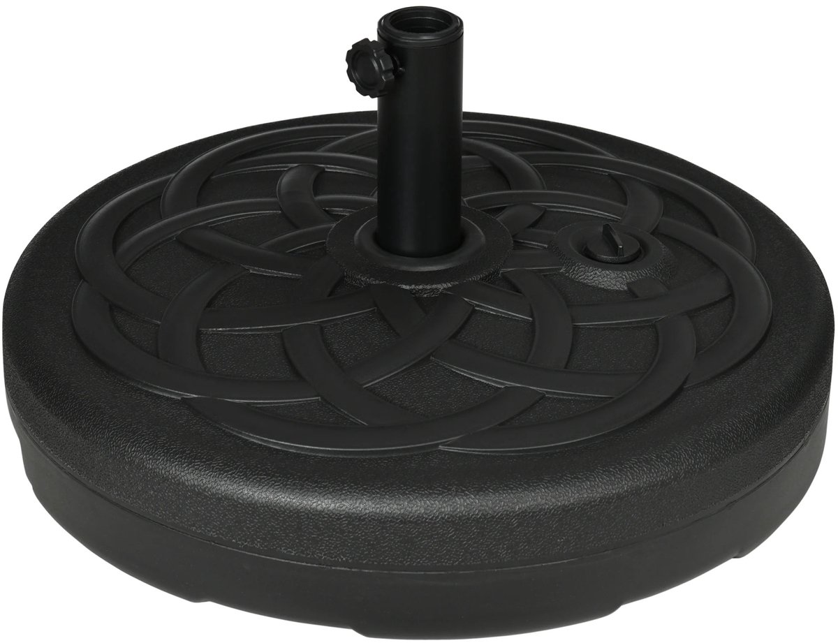 Stervia Parasolvoet - Vulbaar Met Water Of Zand Tot 35 KG - Geschikt Voor Masten Van 38 mm tot 48 mm - Zwart - Ø 5,6 × 30,5 cm