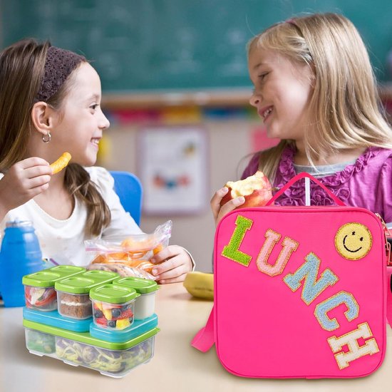 VHV - Lunchbag - Geïsoleerde lunchtas met verstelbare schouderriem - Smiley koeltas voor school en picknick - Rood van Vhv — afbeelding 2