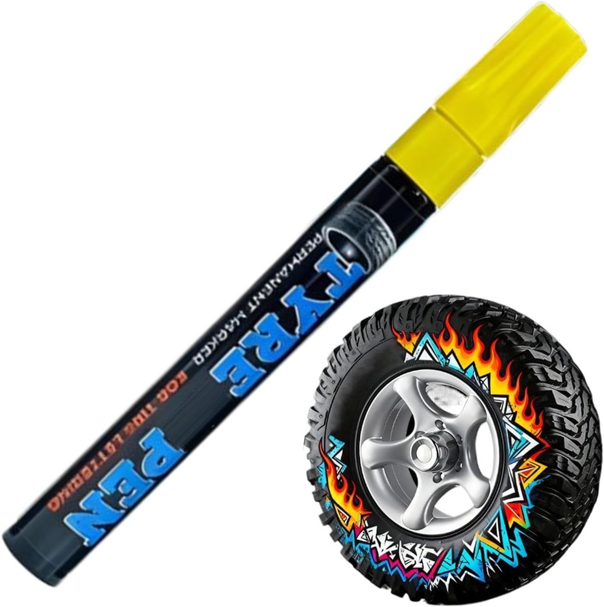 Banden Verf Pen - Wielen Marker - Voertuig Decoratie - Snel Droog Permanent - 14 x 2 x 2 cm