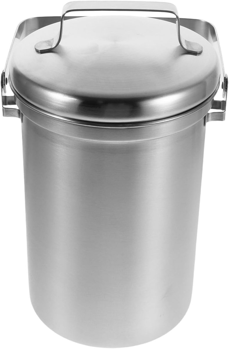 Keukencompostemmer RVS - Afvalbak Keuken - Thuiscomposteren Keuken - Geurarm Deksel - 27 cm Hoog - Zilver