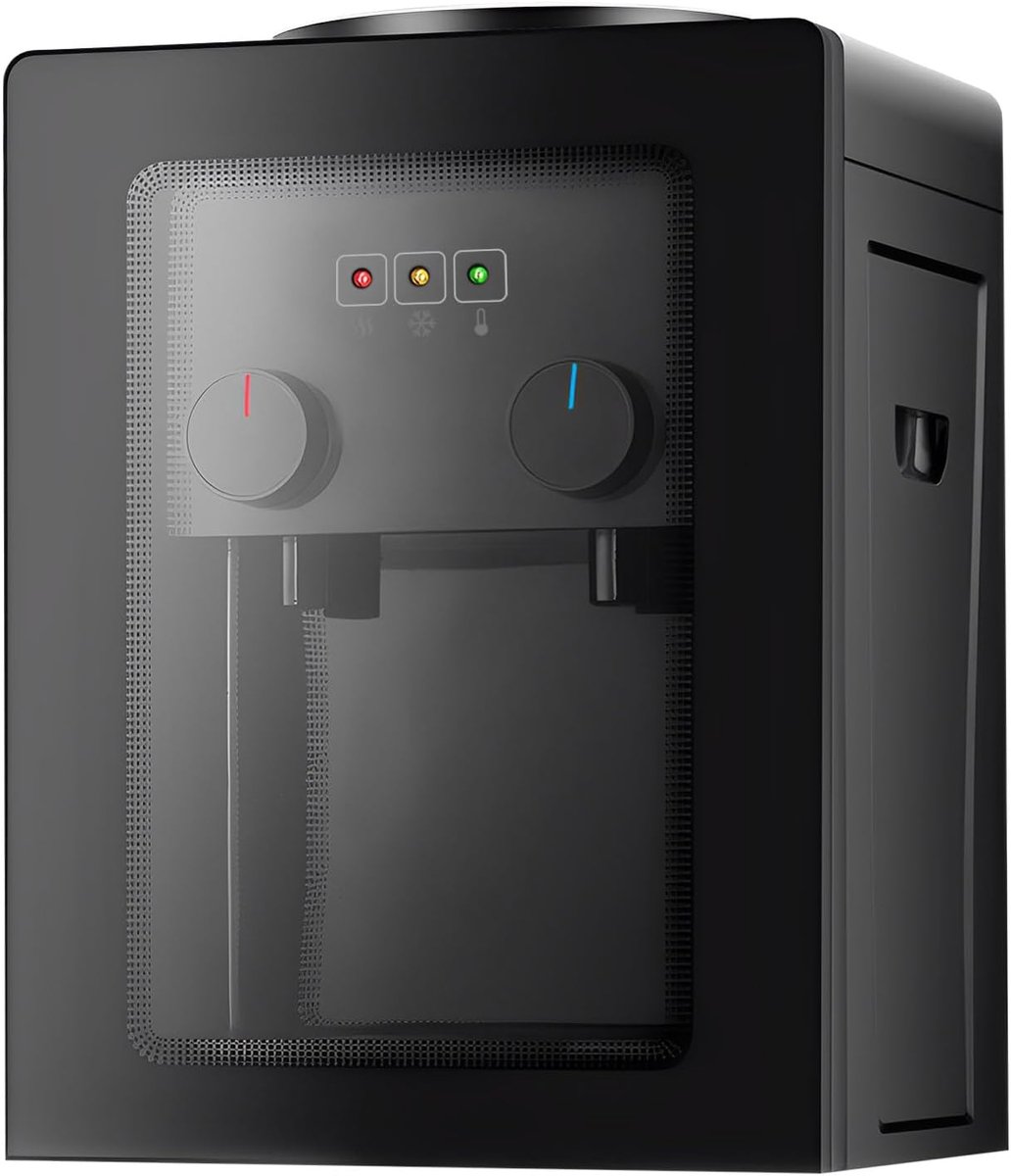 Elektrische Waterdispenser - Drankdispenser Warm Koud - Water Tappen - Roestvrijstalen Binnenvoering - 370 mm Hoog - Zwart