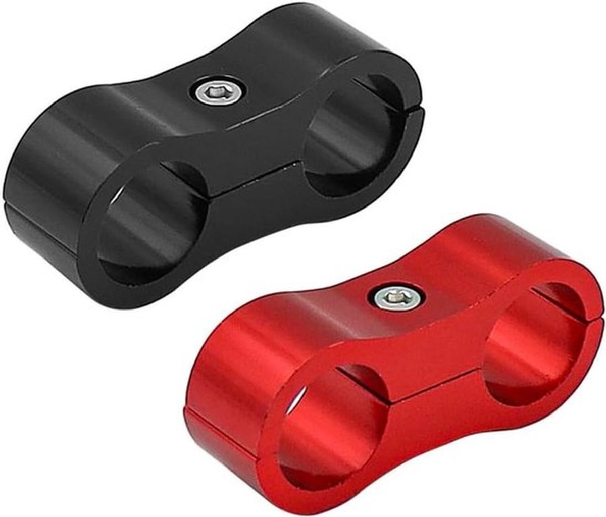 - Slang Separator Klem - Brandstofleiding Montage - Aluminium - Rood - AN6 - 2 stuks - Geschikt voor brandstofleidingen