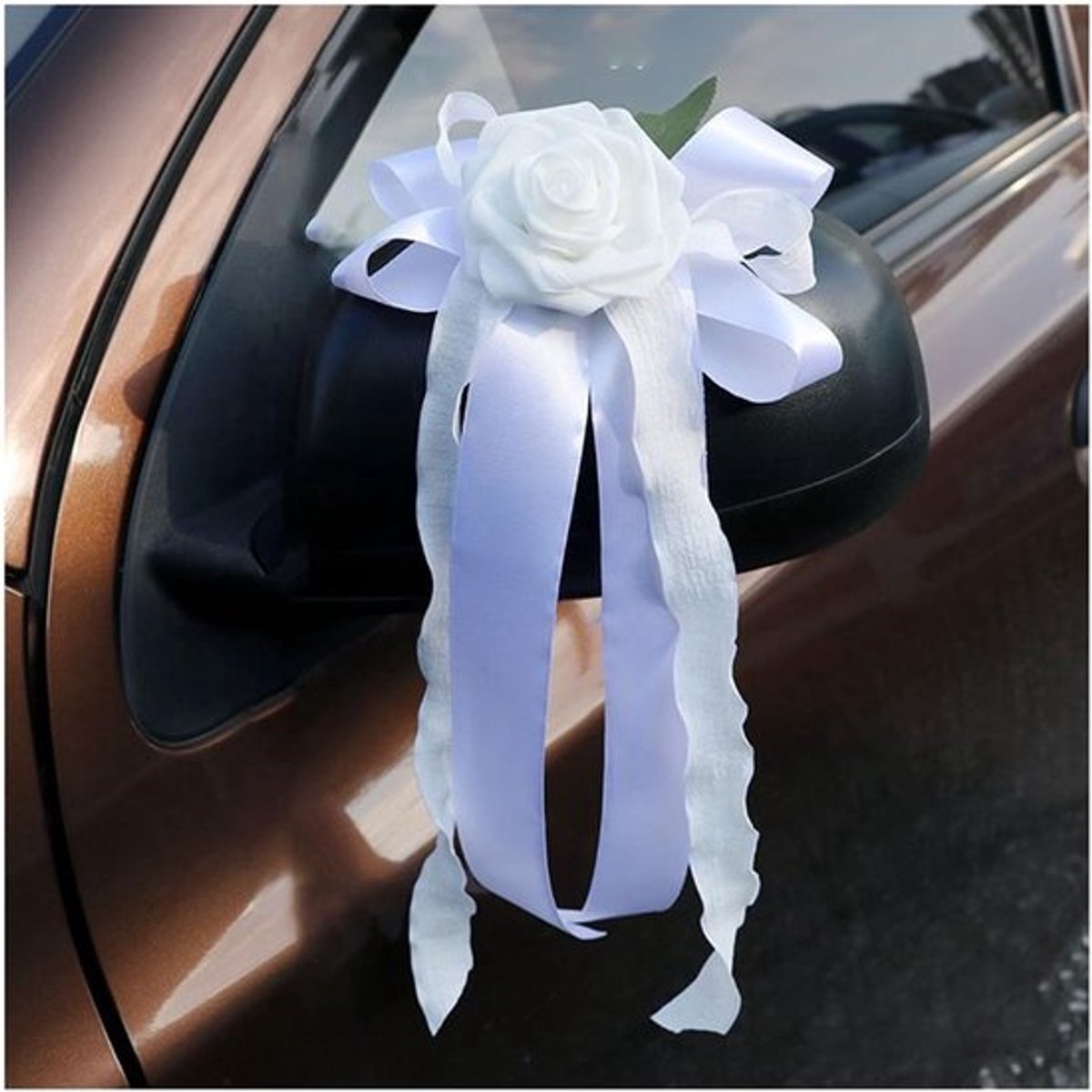 Elegante Bruiloft Auto Decoratie met Simulatie Bloemen en Kunstbloemen voor Deurhandvat en Achteruitkijkspiegel, Perfect voor Trouwerijen en Feesten