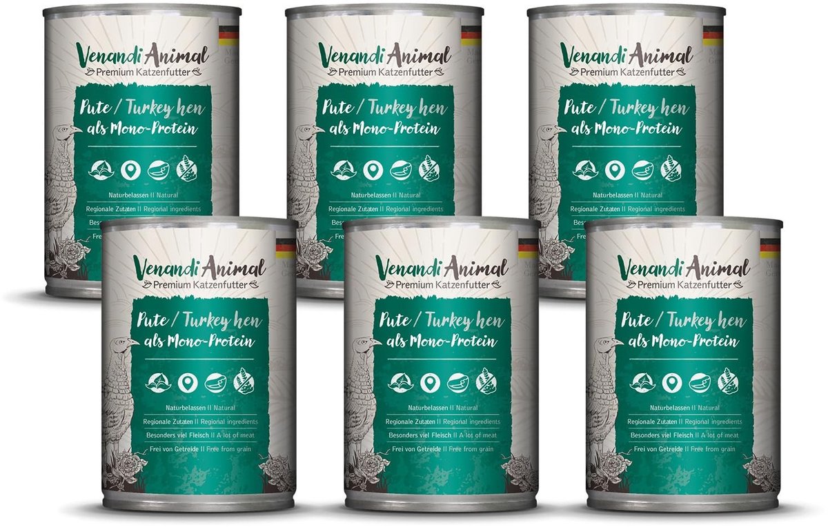 Solidchoice - Premium Natvoer voor Katten met Kalkoen, Graanvrij en Natuurlijk, 6 x 400 g