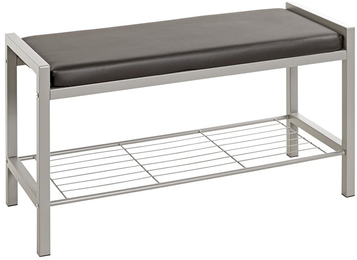 Solidchoice - Moderne Schoenenbank met Zwarte Faux Leren Zitting