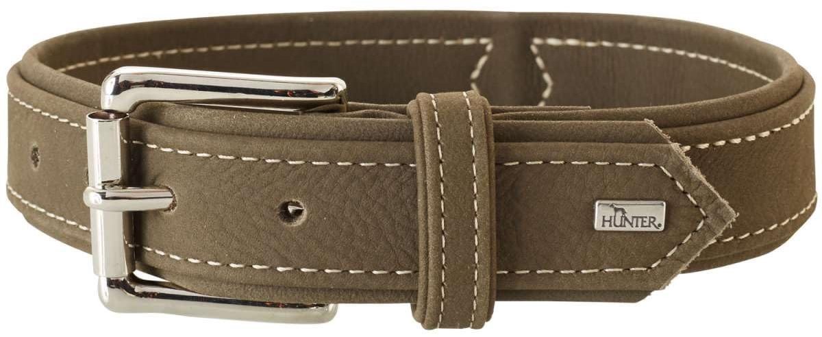 Solidchoice - Robuuste Leren Hondenhalsband 55 cm Olijf