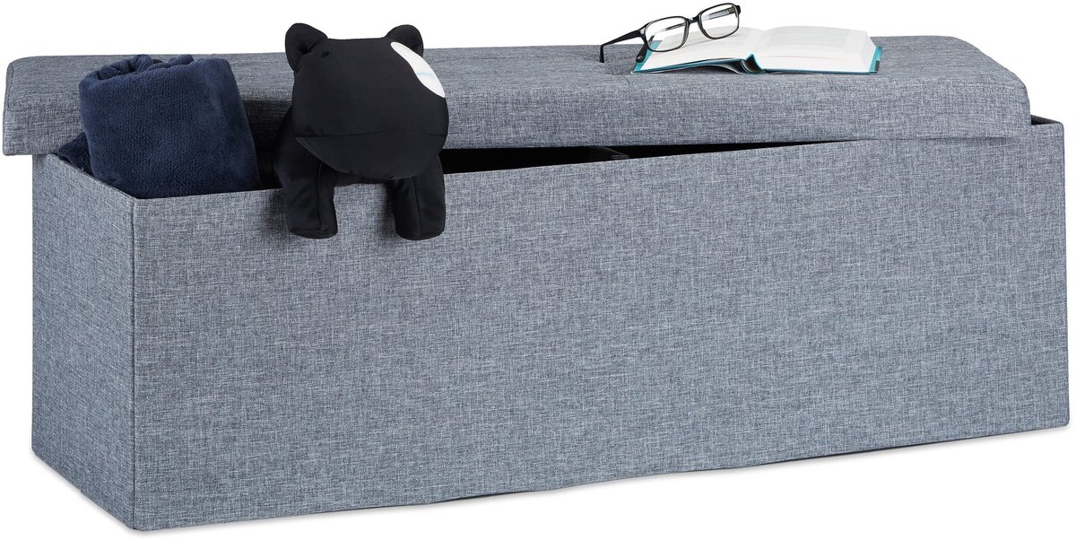 Solidchoice - Vouwbare Opbergbank XXL met Linnen Bekleding