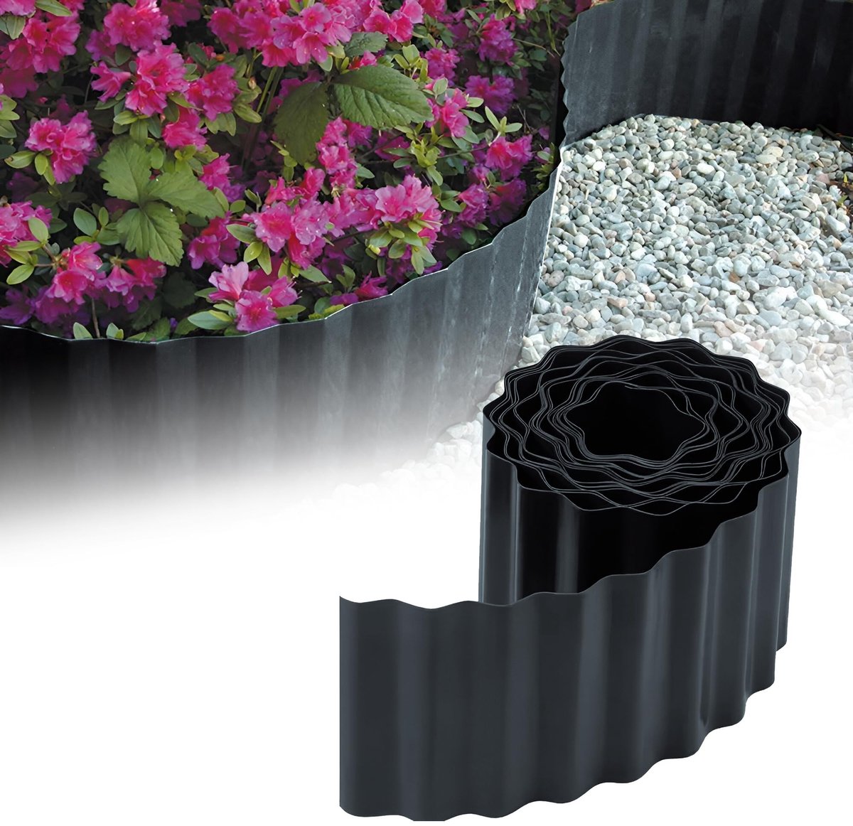 Solidchoice - Corrugated Flower Bed en Lawn Edging 9 m in Anthracite
