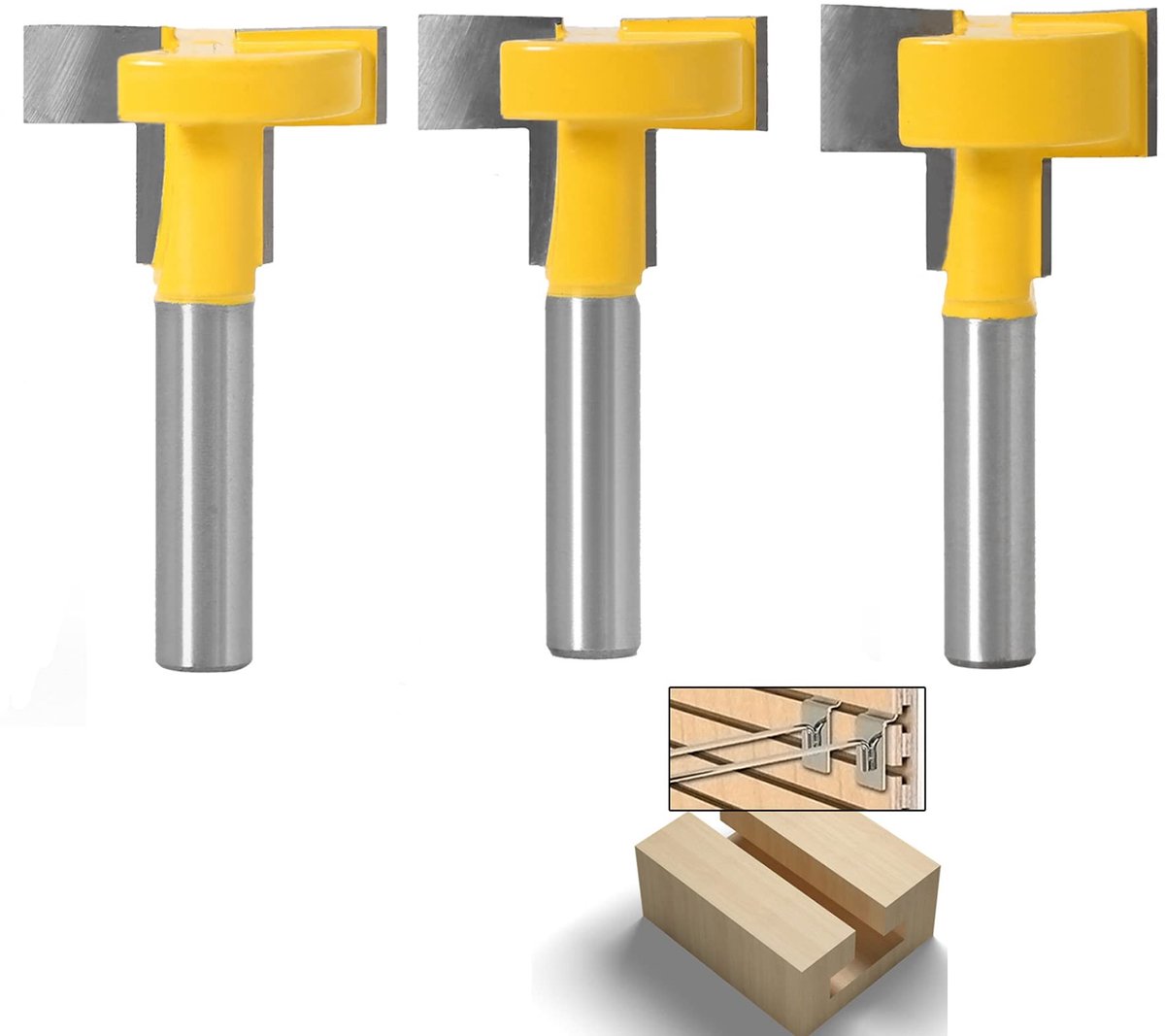 Solidchoice - 3-delige T-groef Router Set voor Houtbewerking