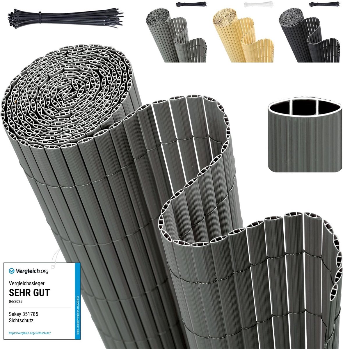 Solidchoice - PVC Privacy Mat 80x300cm met Dubbele Versteviging