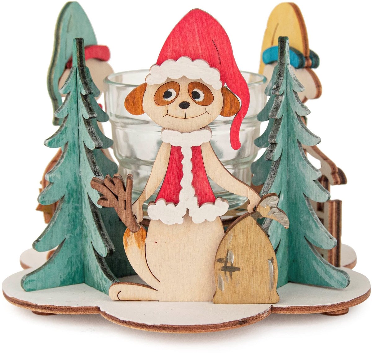 Solidchoice - Houten Hobbyset voor Kerstdecoratie met Theelichthouder