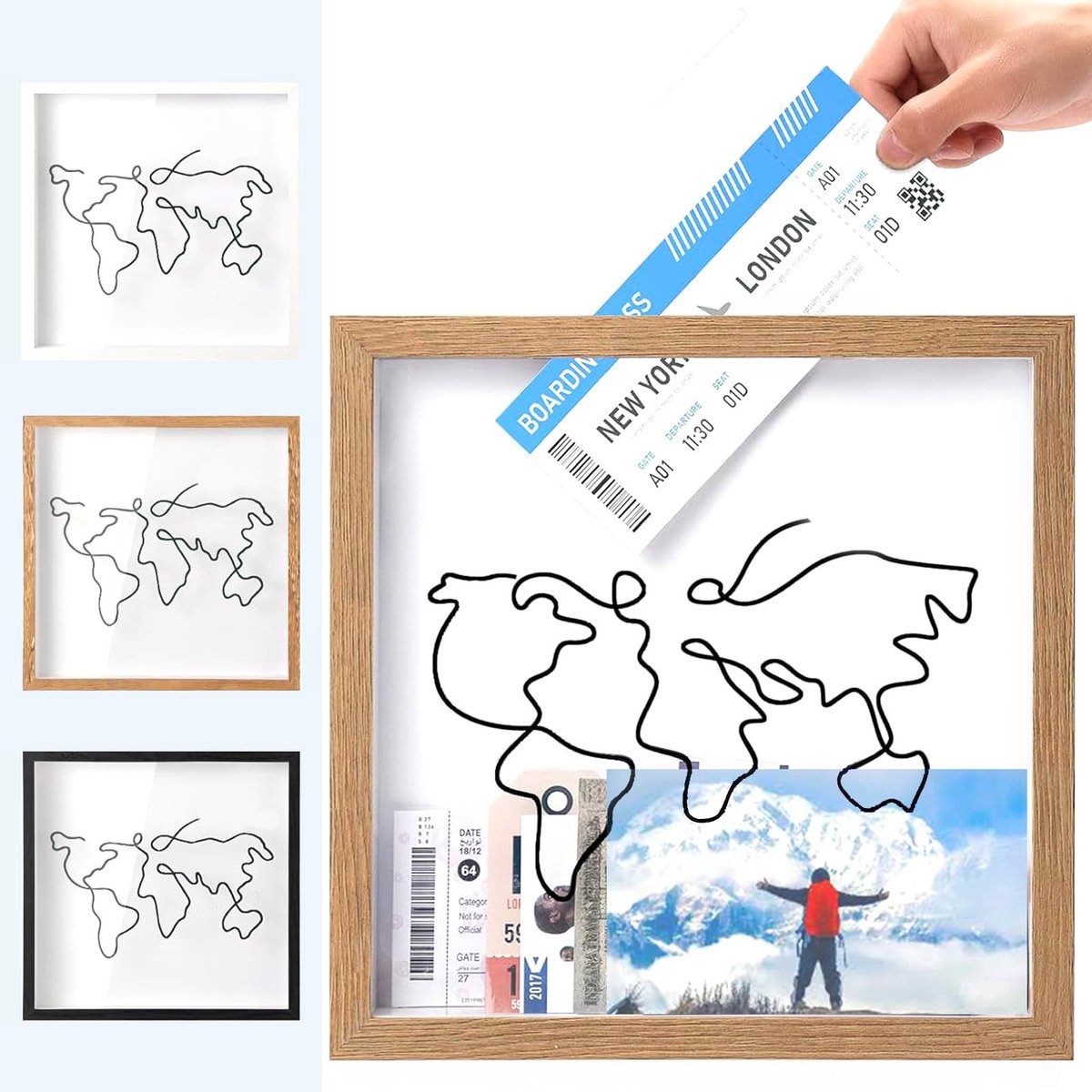 Solidchoice - Grote Houten Herinneringsdoos met Wereldkaart