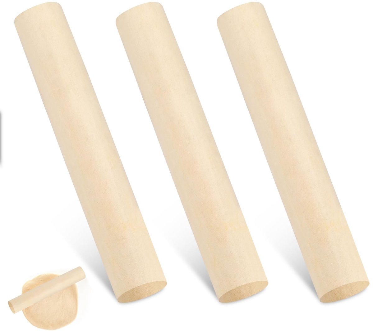Solidchoice - Set van 3 Houten Deegrollers voor Bakken