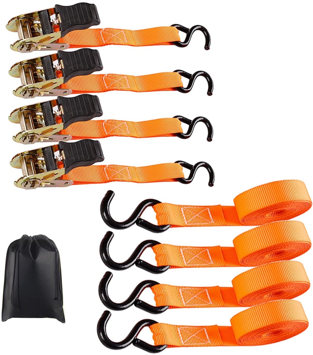 Solidchoice - Set van 4 Lashing Straps met Ratchet en Haken