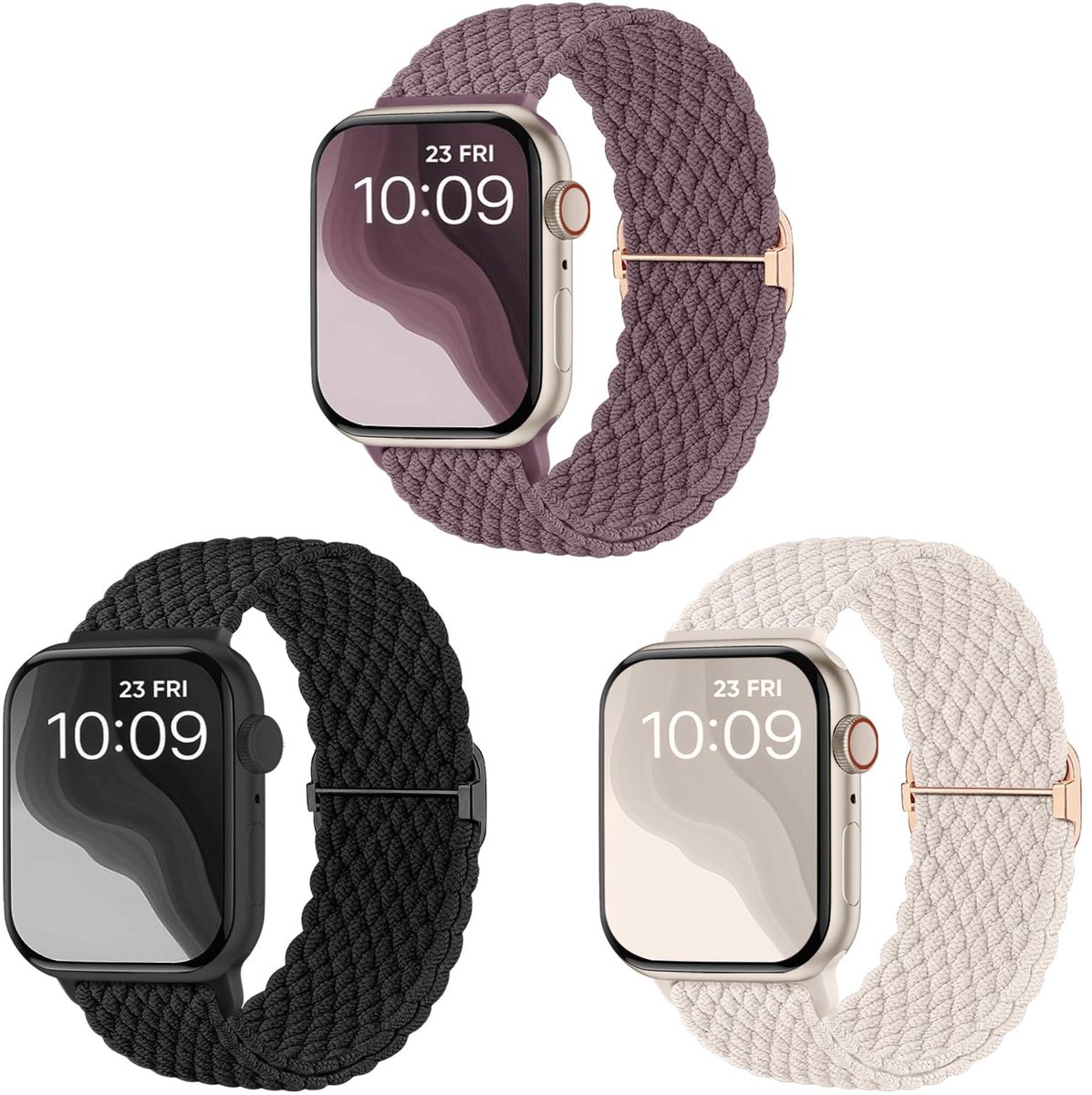 Solidchoice - Elastische Gevlochten Armband voor Apple Watch 38mm tot 49mm