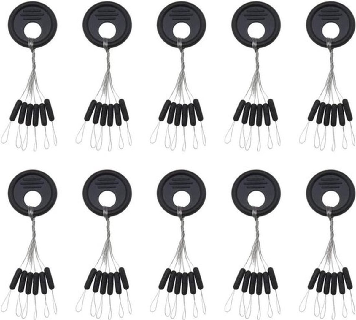 Vissersdrijver - Rubber - Zwart - Bobber kralenstopper - Lijnstopper - Voor vissen - Cilindervormige drijver/zinker - Geschikt voor 6-in-1 drijver - Zwarte boon-vormige vissersuitrusting maat M