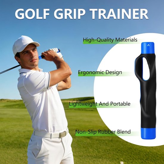 Golf Grip Trainer - Set van 2 - Handpositie Correctie & Spiergeheugen - Voor Rechtshandigen - Geschikt voor Golfclubs, Driving Range & Beginners - Golf accessoires - Zwart & Blauw van GOLF — afbeelding 4
