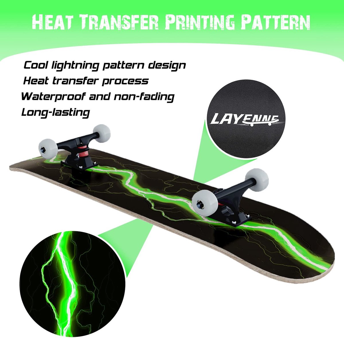 Solidchoice - Compleet Skateboard met Bliksem Design voor Beginners en Gevorderden